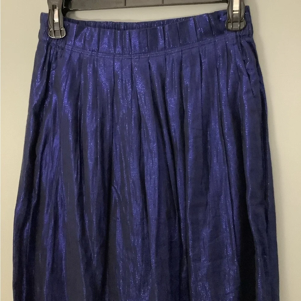 J. Crew Blue Metallic Midi Skirt with Pockets Size 0